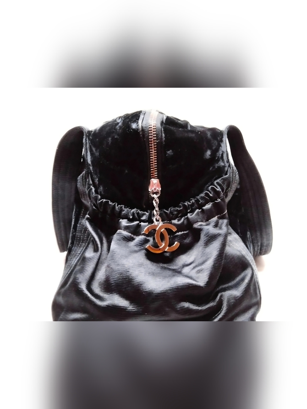 Chanel Vintage Black Velour Tote Handbag - Picture 9 of 15
